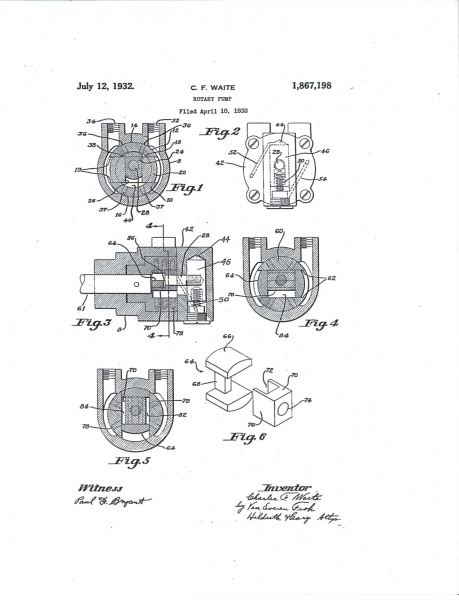 Tri-Rotor 1932 rotary piston pump patent